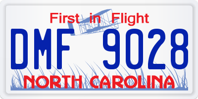 NC license plate DMF9028