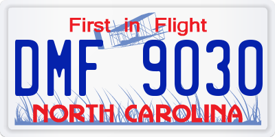 NC license plate DMF9030