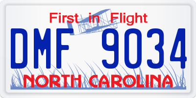 NC license plate DMF9034