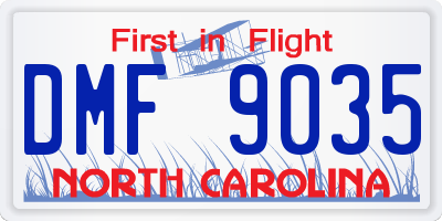 NC license plate DMF9035