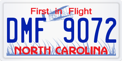 NC license plate DMF9072