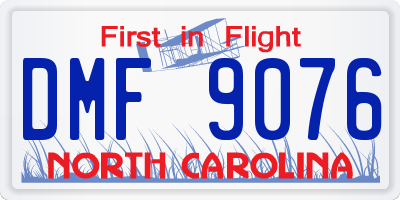 NC license plate DMF9076
