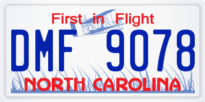 NC license plate DMF9078