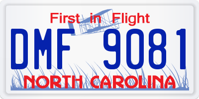 NC license plate DMF9081