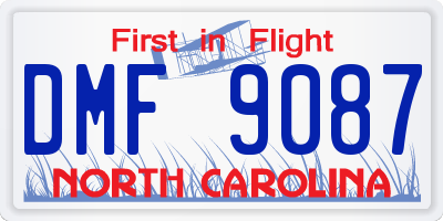 NC license plate DMF9087