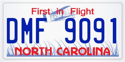 NC license plate DMF9091