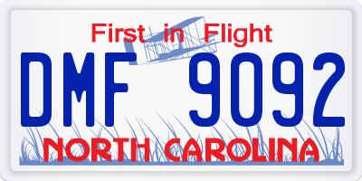 NC license plate DMF9092