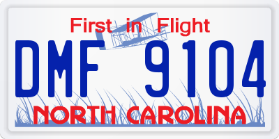 NC license plate DMF9104