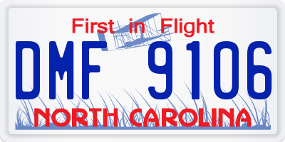 NC license plate DMF9106