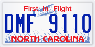 NC license plate DMF9110