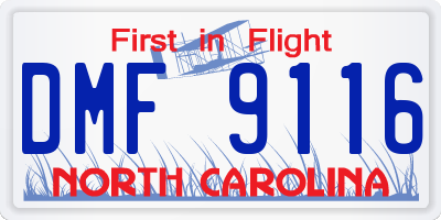 NC license plate DMF9116