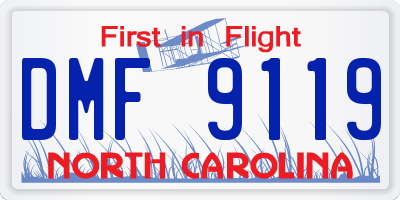 NC license plate DMF9119