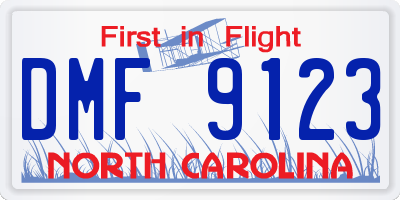 NC license plate DMF9123