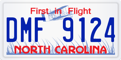 NC license plate DMF9124