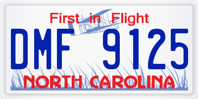 NC license plate DMF9125