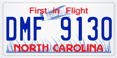 NC license plate DMF9130