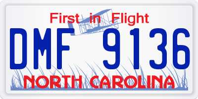 NC license plate DMF9136