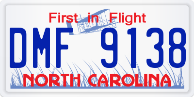 NC license plate DMF9138