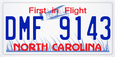 NC license plate DMF9143