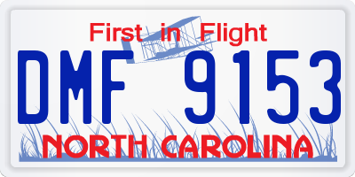NC license plate DMF9153