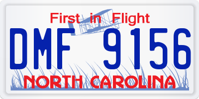 NC license plate DMF9156