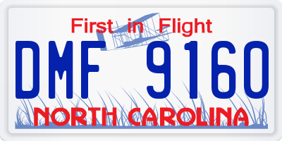 NC license plate DMF9160