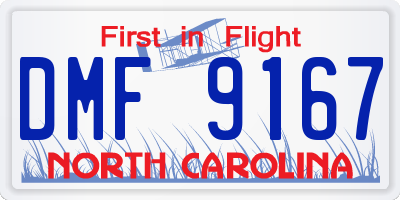 NC license plate DMF9167