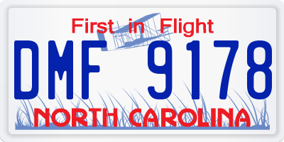 NC license plate DMF9178