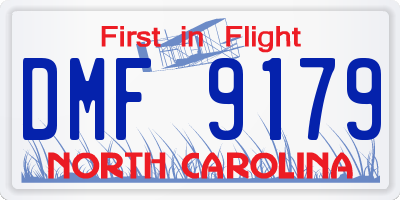 NC license plate DMF9179