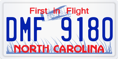 NC license plate DMF9180