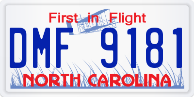 NC license plate DMF9181