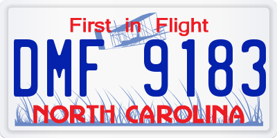 NC license plate DMF9183