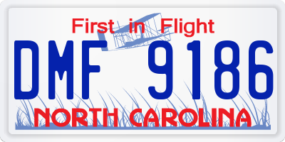 NC license plate DMF9186