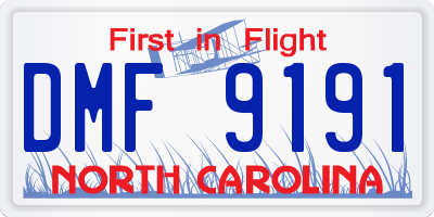 NC license plate DMF9191