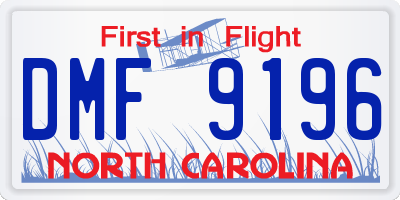 NC license plate DMF9196