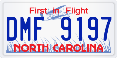 NC license plate DMF9197