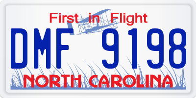 NC license plate DMF9198