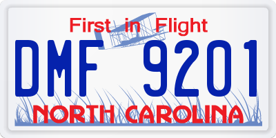 NC license plate DMF9201