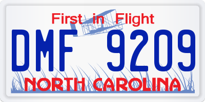 NC license plate DMF9209