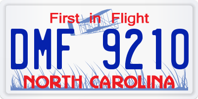 NC license plate DMF9210