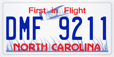 NC license plate DMF9211