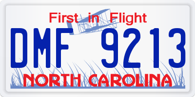 NC license plate DMF9213
