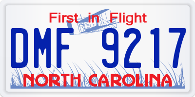 NC license plate DMF9217