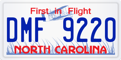 NC license plate DMF9220