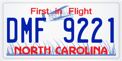 NC license plate DMF9221