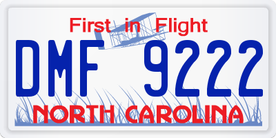 NC license plate DMF9222