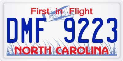 NC license plate DMF9223