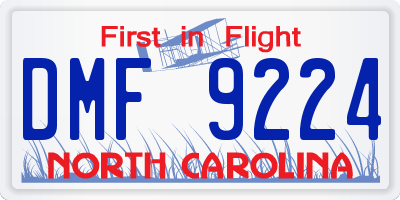 NC license plate DMF9224