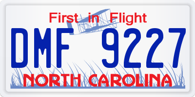 NC license plate DMF9227