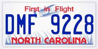 NC license plate DMF9228